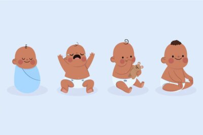 Free Vector | Cartoon stages of a baby boy