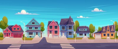 Free Vector | Cartoon style neighborhood houses illustration