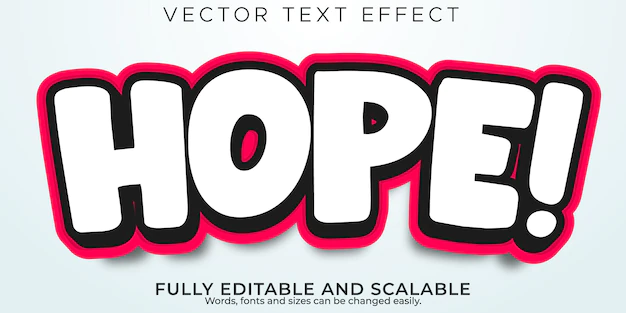 Free Vector | Cartoon text effect, editable hope and sticker text style