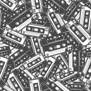 Free Vector | Cassette tape seamless pattern