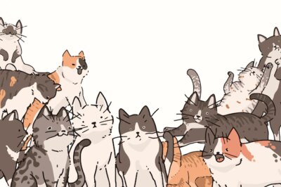 Free Vector | Cats doodle pattern background