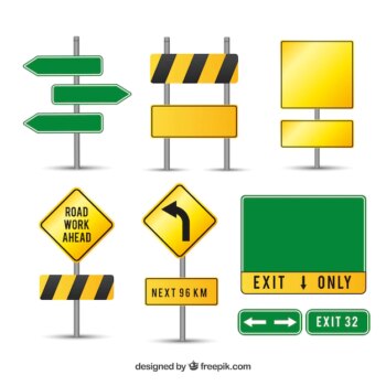 Free Vector | Caution road signs