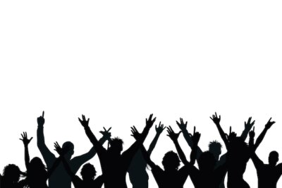 Free Vector | Cheering crowd silhouette excited young people with hands up happy friends group nightclub discotheque cheerful visitors