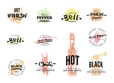 Free Vector | Chili pepper logo set