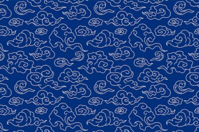 Free Vector | Chinese blue background, cloud pattern illustration vector