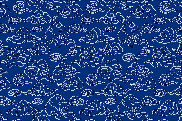 Free Vector | Chinese blue background, cloud pattern illustration vector