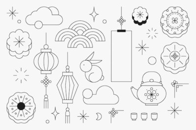 Free Vector | Chinese mid autumn festival design elements set