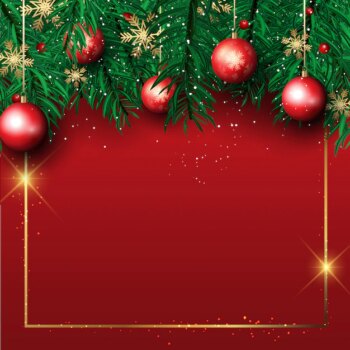Free Vector | Christmas background with pine tree branches and hanging baubles