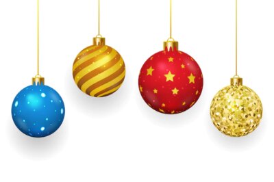 Free Vector | Christmas balls on white background. xmas and ornament, winter season, sphere shiny, vector illustration