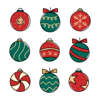 Free Vector | Christmas baubles drawing doodle style
