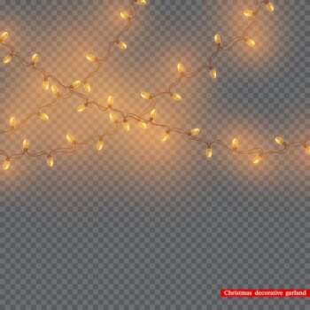 Free Vector | Christmas decorative garland, glowing lights for holiday design. transparent background. vector illustration.