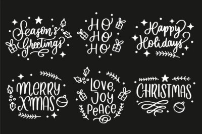 Free Vector | Christmas label collection on blackboard