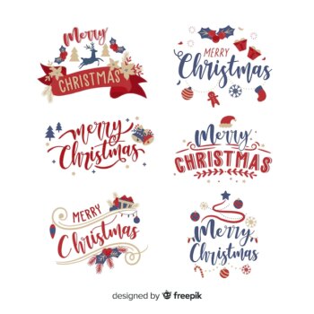 Free Vector | Christmas lettering label on white background
