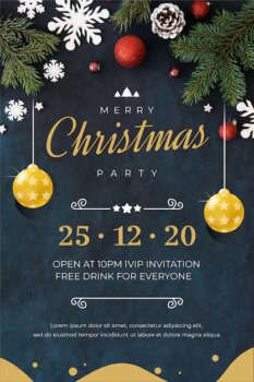 Free Vector | Christmas party poster template with photo