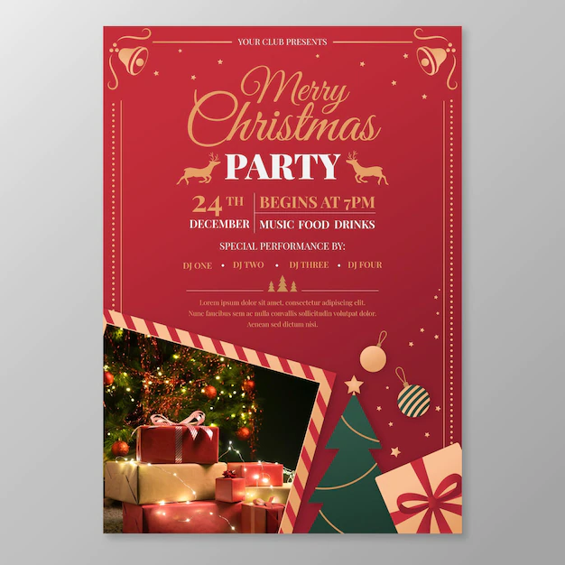 Free Vector | Christmas party poster template