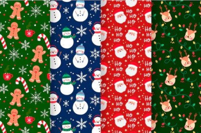 Free Vector | Christmas pattern collection with gingerbread man and snowman
