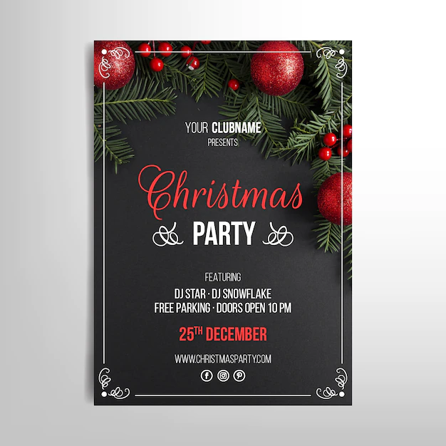 Free Vector | Christmas poster template with photo