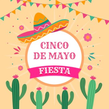 Free Vector | Cinco de mayo with hat and cactus