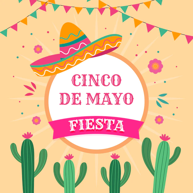 Free Vector | Cinco de mayo with hat and cactus