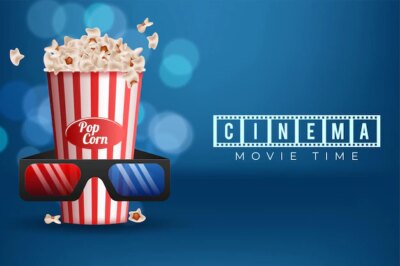 Free Vector | Cinematograph concept background design with popcorn and 3d glasses