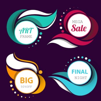Free Vector | Circular banners with wavy detailed