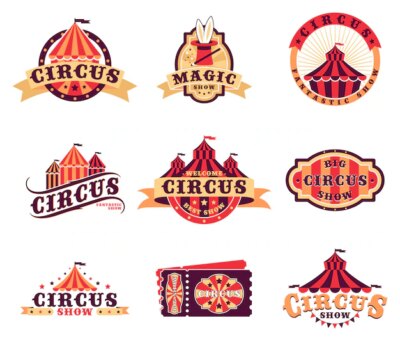 Free Vector | Circus logo and stickers set