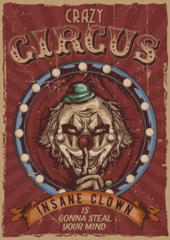 Free Vector | Circus theme vintage poster with angry clown