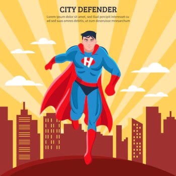 Free Vector | City defender flat vector illustration