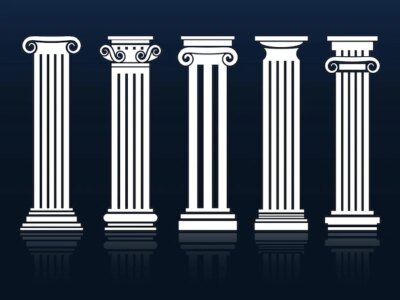 Free Vector | Classic columns set on blue