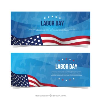 Free Vector | Classic labor day banners with flat design