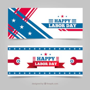 Free Vector | Classic pack of labor day banners with flat design
