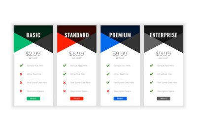 Free Vector | Clean plans and pricing comparison web template