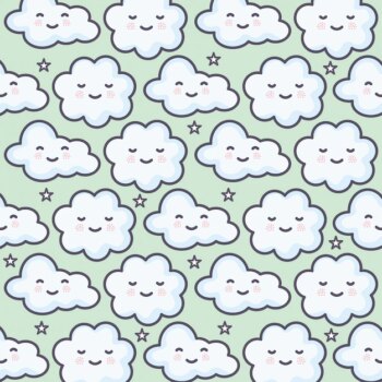 Free Vector | Clouds sky weather kawaii characters pattern