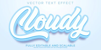 Free Vector | Cloudy blue text effect editable clean and summer text style