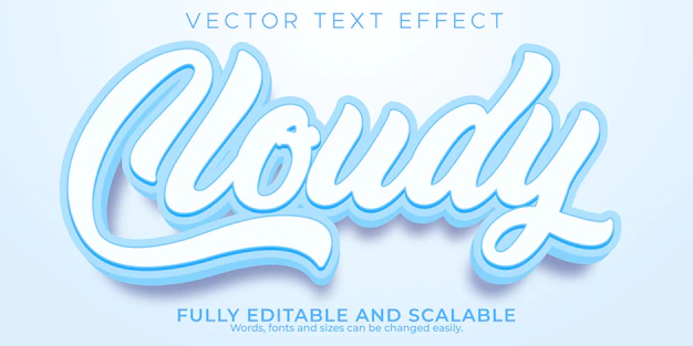Free Vector | Cloudy blue text effect editable clean and summer text style