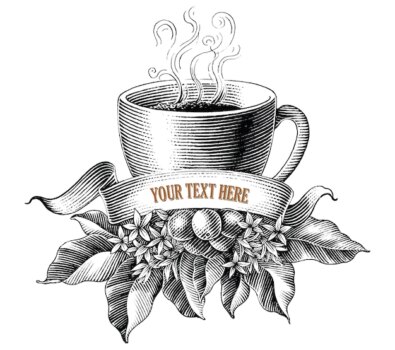Free Vector | Coffee shop lodo design hand draw vintage engraving style black and white clip art