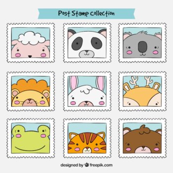 Free Vector | Collection of beautiful hand drawn animal stamps