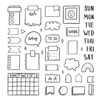Free Vector | Collection of bullet journal elements