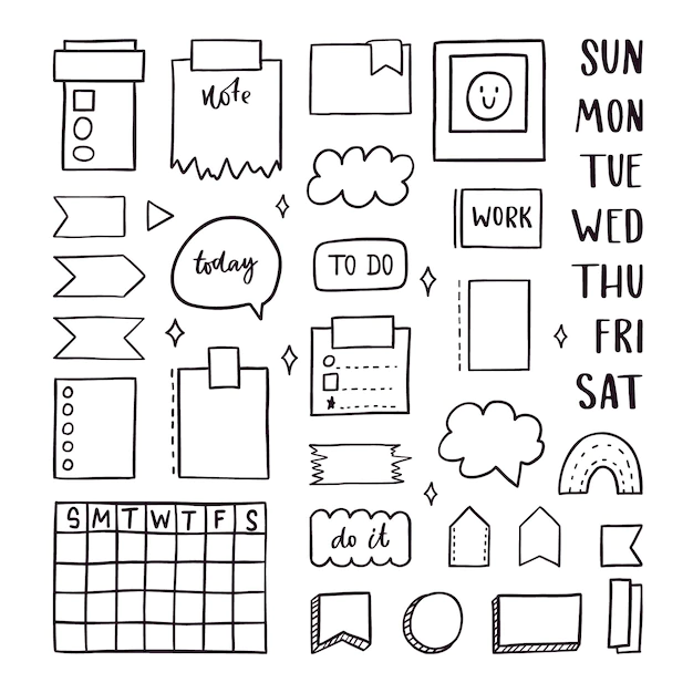 Free Vector | Collection of bullet journal elements