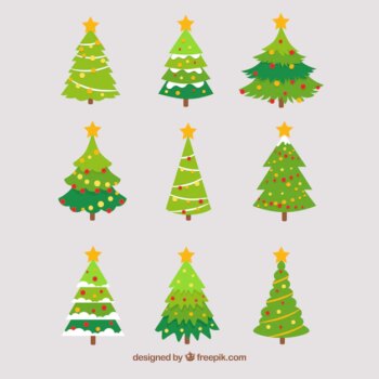 Free Vector | Collection of christmas tree with decoration