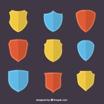 Free Vector | Collection of colored shields in flat design
