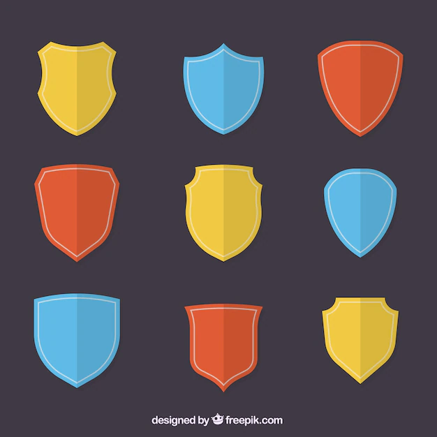 Free Vector | Collection of colored shields in flat design