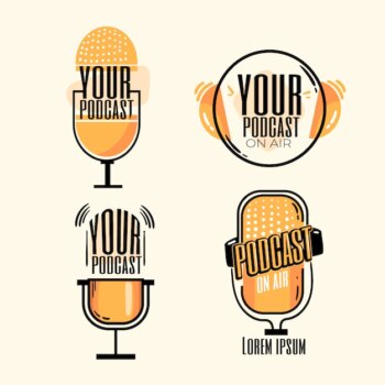 Free Vector | Collection of detailed podcast logos
