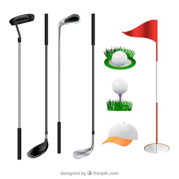 Free Vector | Collection of golf clubs and elements