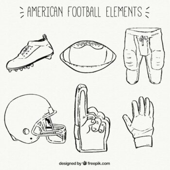 Free Vector | Collection of hand-drawn american football items