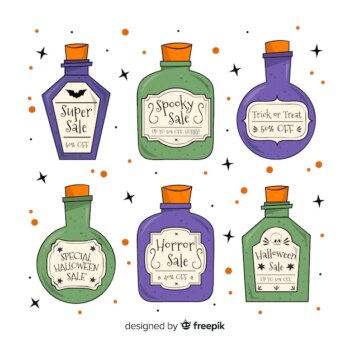Free Vector | Collection of hand drawn halloween sale label
