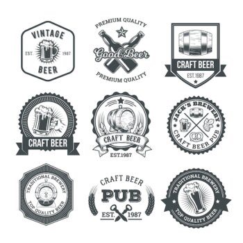 Free Vector | Collection of retro beer emblems, badges, stickers