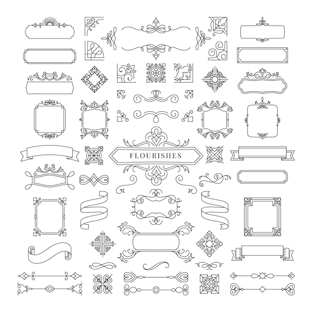 Free Vector | Collection of vintage ornament frame illustration