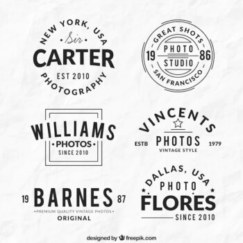 Free Vector | Collection of vintage photography logo