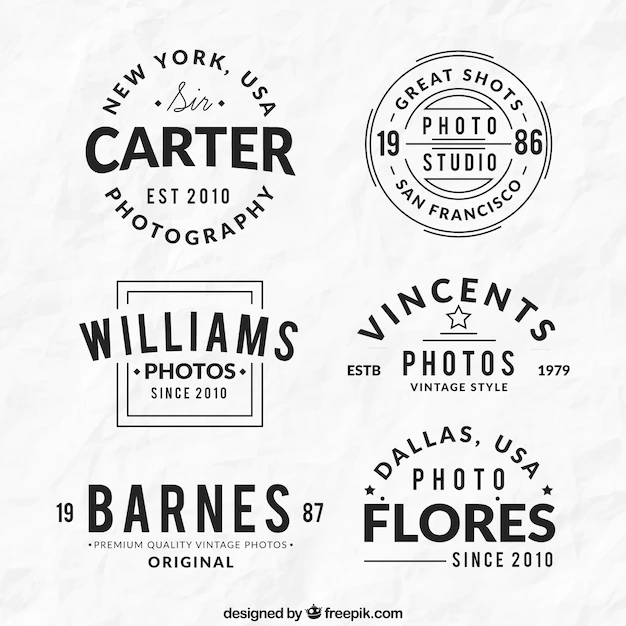 Free Vector | Collection of vintage photography logo
